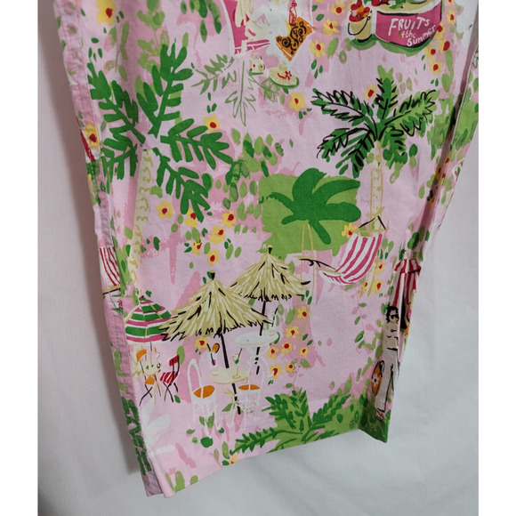 Vtg Larry Levine Pink Beach Tropical Stretch Ankle Pants Size 22W Cotton G1 - Picture 2 of 5